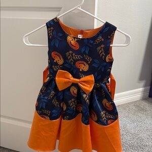 Orange and Blue Kids Dress with Bow